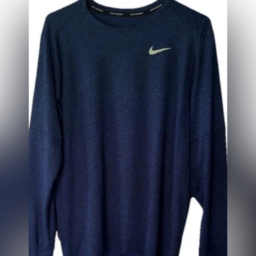 Nike ELEMENT Running DRI FIT Med Heathered Blue LSleeve Thumb Hole All Sports EC